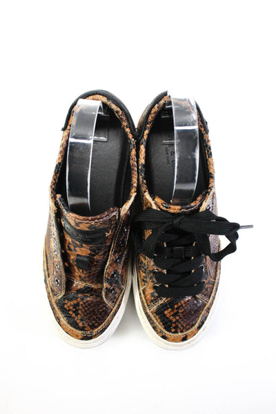 Rag & Bone Womens Leather Snake Print Low Top Sneakers Brown Black Cream Size 6