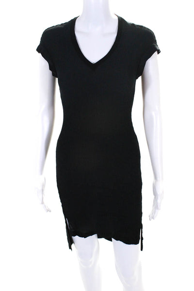 Go Silk Womens Plisse V Neck Sleeveless Sheath Dress Black Silk Size Extra Small