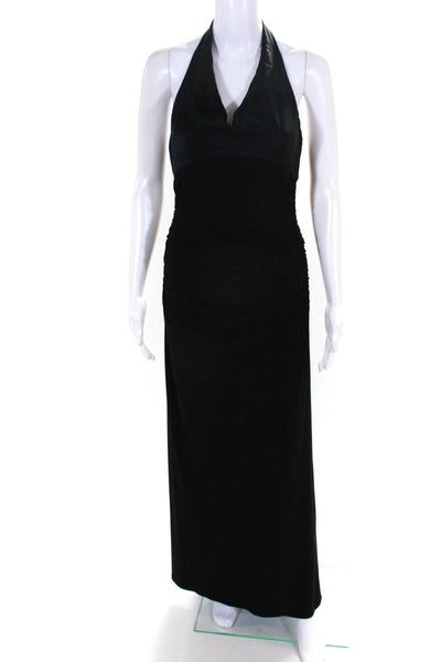 Laundry by Shelli Segal Womens Satin Halter Matte Jersey Gown Black Size 4