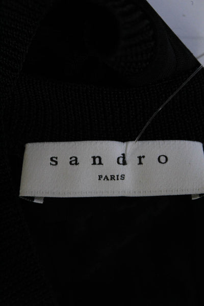 Sandro Womens Ribbed Knit Scoop Neck Tank Top Sleeveless Blouse Black Size 0