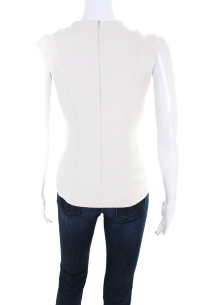 Theory Womens Crew Neck Woven Sleeveless Shell Top Blouse Ivory Size 0