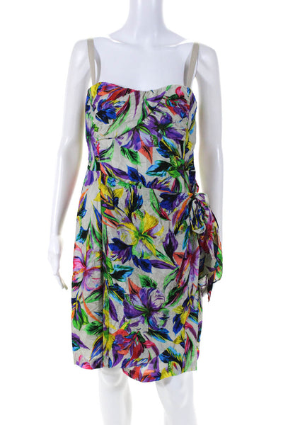 Nanette Lepore Women's Sleeveless Floral Print Tie Front Dress Multicolor Size 6