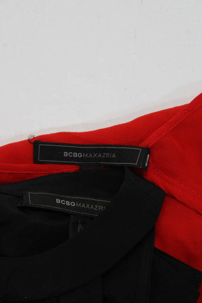 BCBGMAXAZRIA Womens Black Silk Scoop Neck Sleeveless Blouse Top Size XS S lot 2