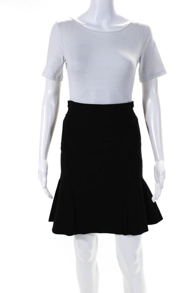Maje Womens Black Textured Zip Back Knee Length A-line Skirt Size 38