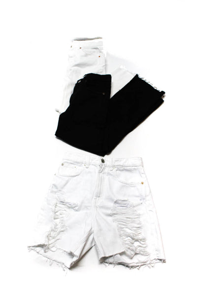 Zara Womens Denim Shorts Jeans White Black Size 4 Lot 3