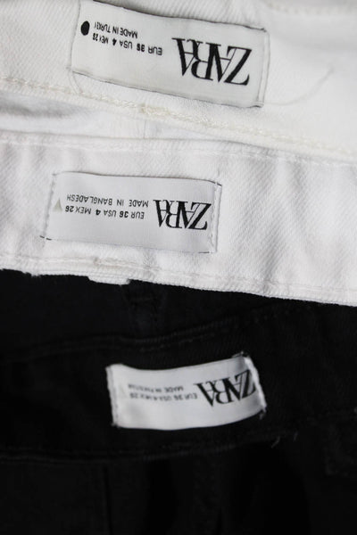 Zara Womens Denim Shorts Jeans White Black Size 4 Lot 3