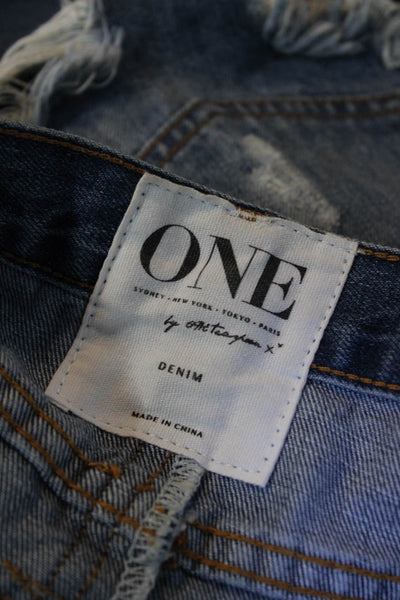 One by One Teaspoon Womens Denim Distressed Mini Skirt Blue Size 24