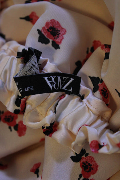 Zara Wolmens Floral Print Sleeveless Maxi Dress White Pink Size Small