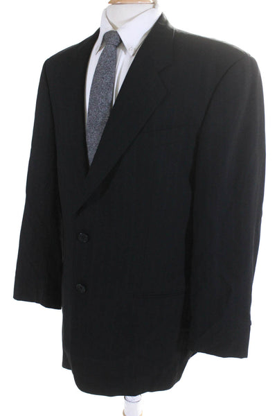 Giorgio Armani Le Collezioni Mens Striped Two Button Blazer Black Size 42