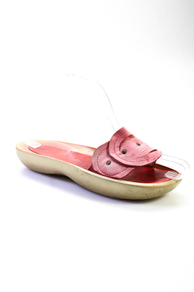 Robert Clergerie Womens Single Strap Platform Slide Sandals Pink Suede Size 7