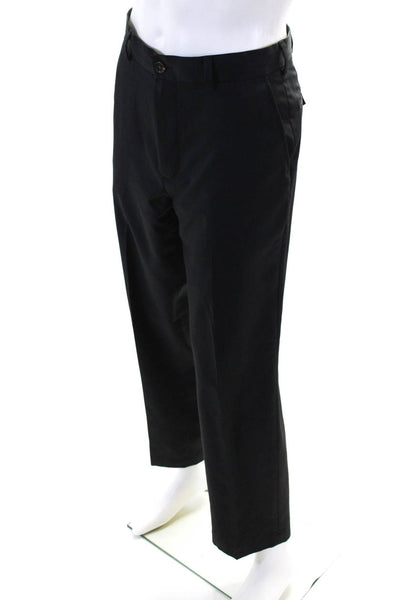 Brooks Brothers Mens Flat Front Dress Pants Black Size 34X30