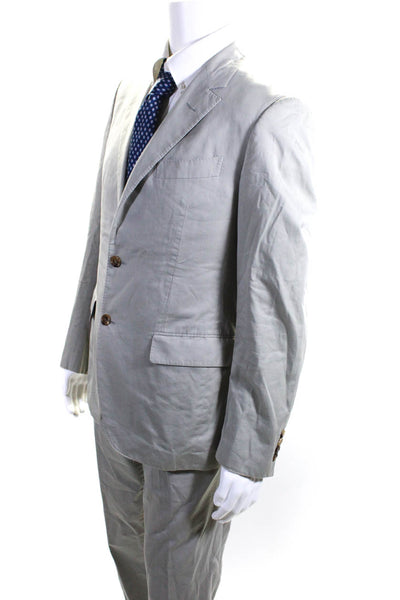 Lanvin Mens Cotton Two Button Split Hem Blazer Pants Suit Gray Gradient Size 50