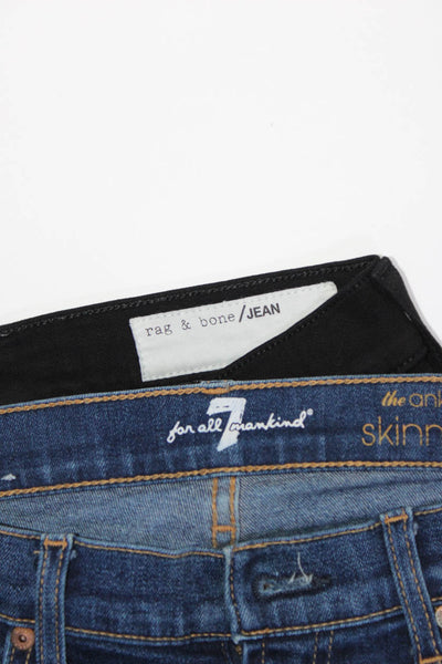 Rag & Bone 7 for all Mankind Women's Frayed Skinny Jeans Black Size 25 28, Lot 2