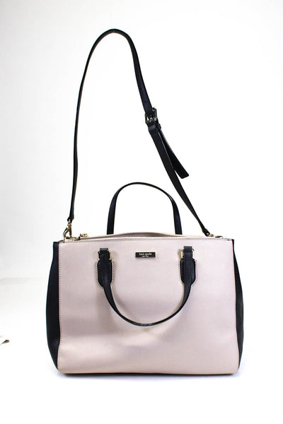 Kate Spade Women's Leather Colorblock Top Handle Satchel Bag Pink Black Size L