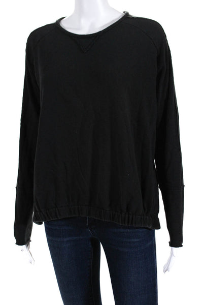 Goldie Womens Cotton Crewneck Long Sleeve Split Hem Sweatshirt Black Size XS