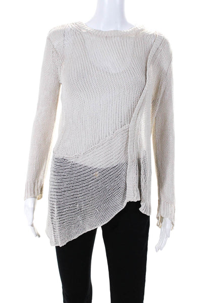 Inhabit Womens Silk Textured Knitted Long Sleeve Pullover Sweater Beige Size S