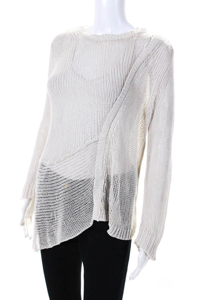 Inhabit Womens Silk Textured Knitted Long Sleeve Pullover Sweater Beige Size S
