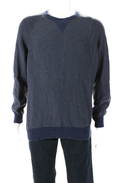 Johnston & Murphy Men's Crewneck Long Sleeves Knit Sweater Navy Blue Size XL