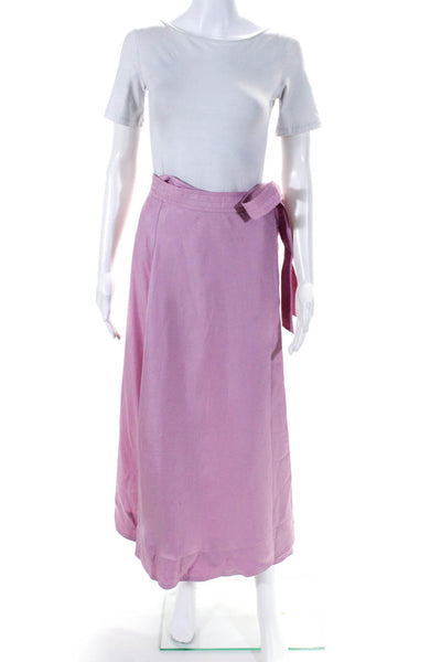 Club Monaco Womens Pleated Side Slit Tied Waist Long Wrap Skirt Pink Size 8