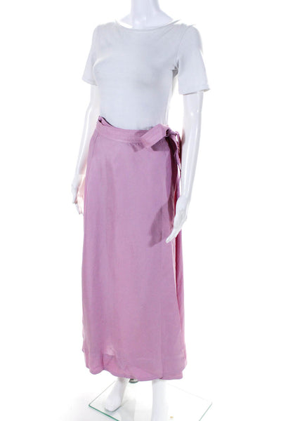 Club Monaco Womens Pleated Side Slit Tied Waist Long Wrap Skirt Pink Size 8