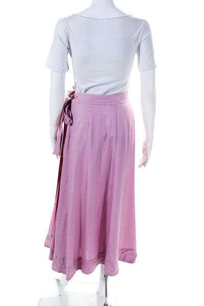 Club Monaco Womens Pleated Side Slit Tied Waist Long Wrap Skirt Pink Size 8