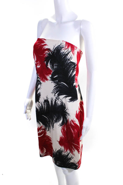 David Meister Women's Printed Knee Length Strapless Dress Multicolor Size 8