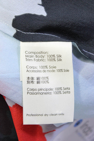 3.1 Phillip Lim Women's Spotted Print One Shoulder Silk Blouse Blue Size S