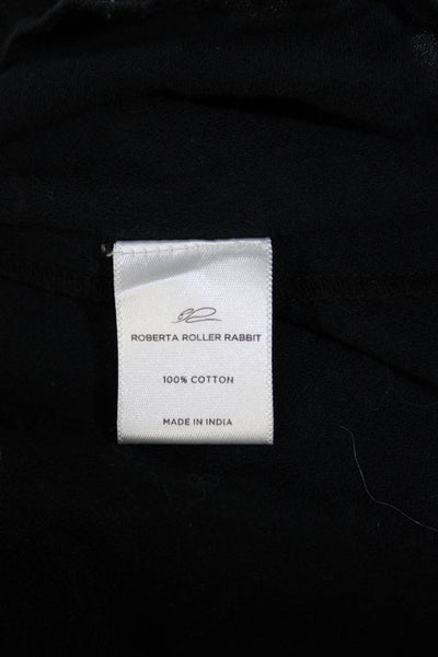 Roberta Roller Rabbit Women's Short Sleeve Embroidered Blouse Black Size XS