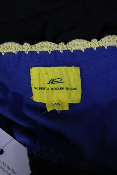Roberta Roller Rabbit Women's Short Sleeve Embroidered Blouse Black Size XS