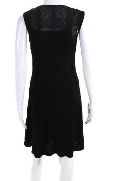 Missoni Women's V-Neck Sleeveless Sheer A-Line Dress Black Size 42