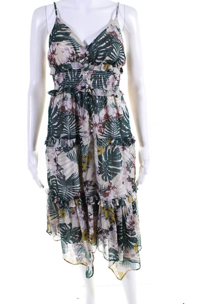 Walter Baker Women's Floral Ruffle Trim Tiered Maxi Dress Multicolor Size XS