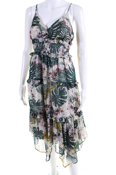 Walter Baker Women's Floral Ruffle Trim Tiered Maxi Dress Multicolor Size XS