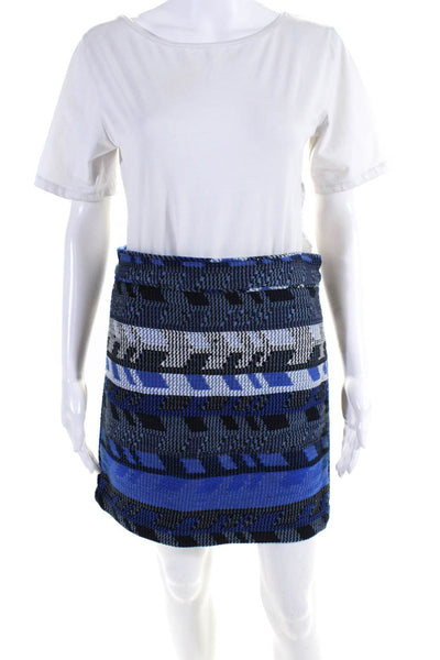 Maje Women's Zip Back A-Lined Mini Skirt Blue Size 38