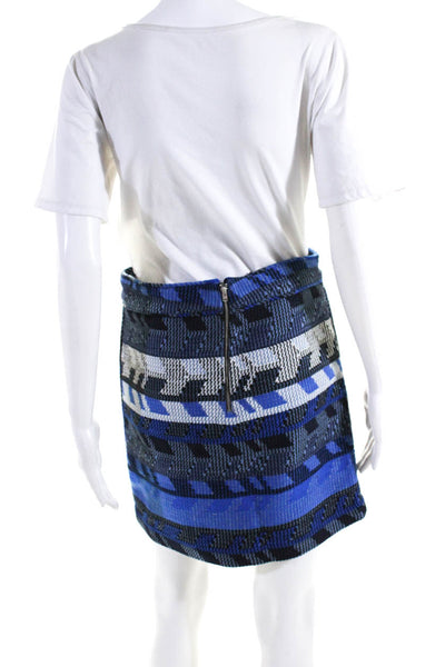 Maje Women's Zip Back A-Lined Mini Skirt Blue Size 38