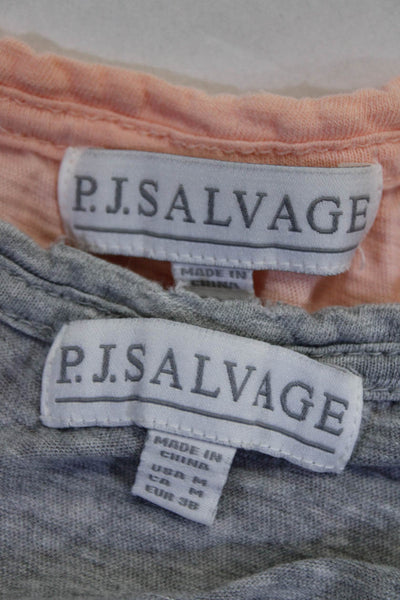 PJ Salvage Womens Pajama Tank Tops Pink Gray Size Medium Lot 2