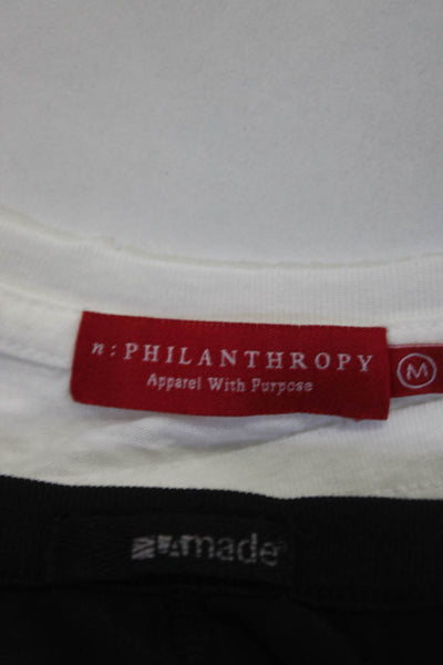 LA Made Philanthropy Womens Tee Shirts Black White Size Large Medium Lot 2