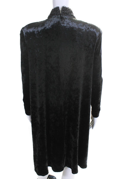 Badgley Mischka Womens Bead Collar Crushed Velvet Long Sleeve Dress Gray Size 12