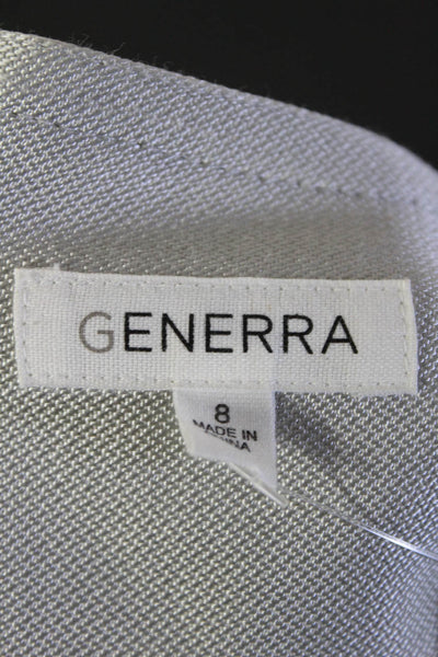 Generra Womens Front Zip Short Sleeve Crew Neck Blouse Shirt Gray Size 8