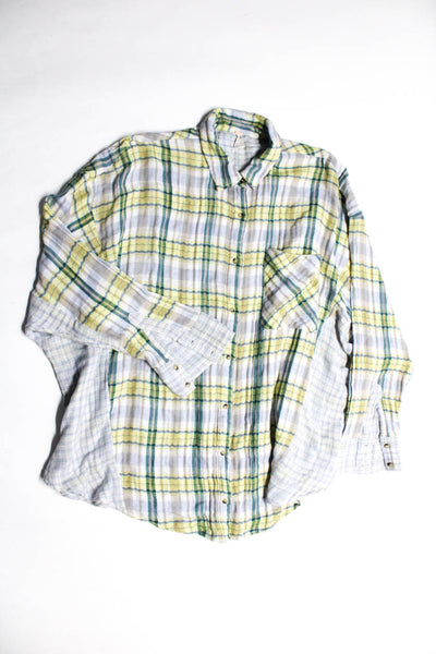 Free People BLVD Angie Women's Oversized Plaid Shirt Multicolor Size L, Lot 3