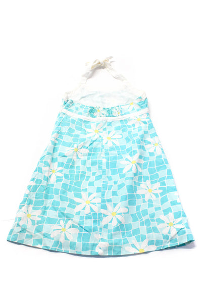 Lilly Pulitzer Juniors Girls Floral Halter Mini Dress Blue White Cotton Size 16