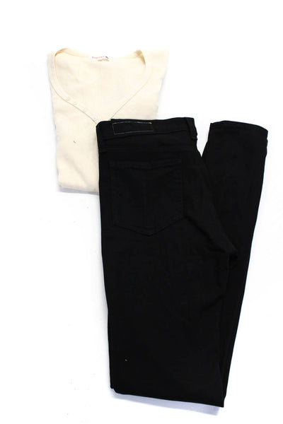Sundry Rag & Bone Jean Womens Henley Shirt Jeans Cream Black Size 1 27 Lot 2