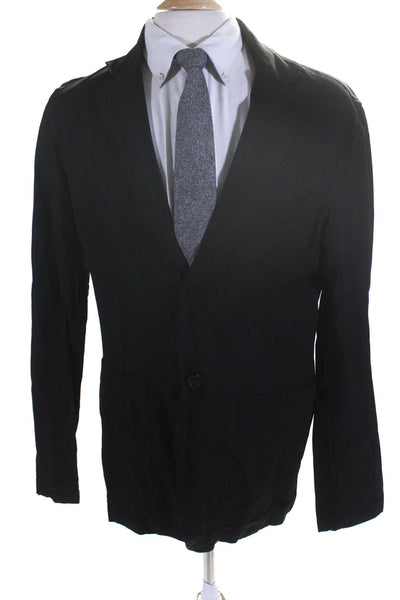 Our Legacy Mens Woven Notched Collar Two Button Blazer Jacket Black Size 50