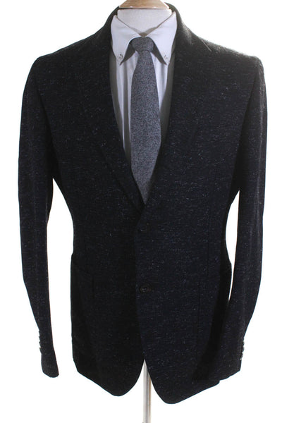 Our Legacy Mens Wool Heathered Notched Collar Blazer Jacket Navy Blue Size 50/L
