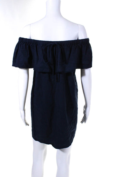 YFB Womens Woven Ruffled Off The Shoulder A-Line Mini Dress Navy Size XS