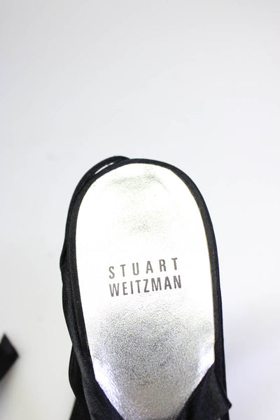 Stuart Weitzman Womens Black Embellished Ankle Strap High Heels Sandals Size 9N
