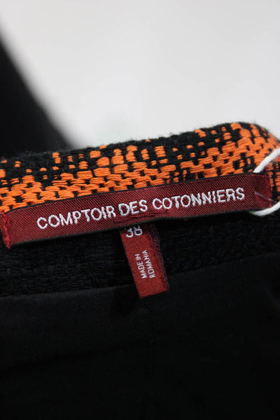 Comptoir Des Cotonniers Womens Black Printed Hook Long Sleeve Jacket Size 38
