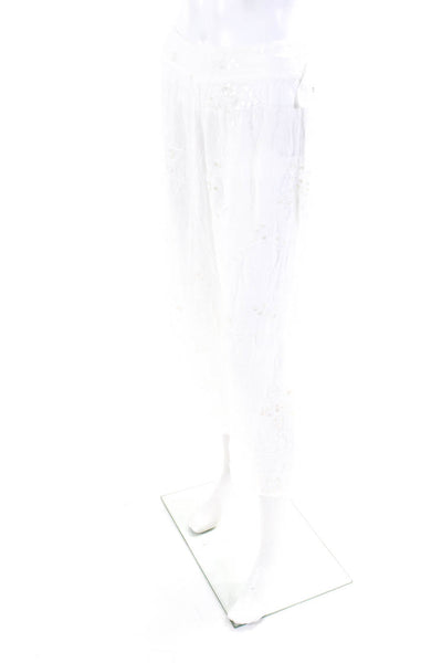Cool Change Womens High Waist Embroidered Sequin Pants White Size Large