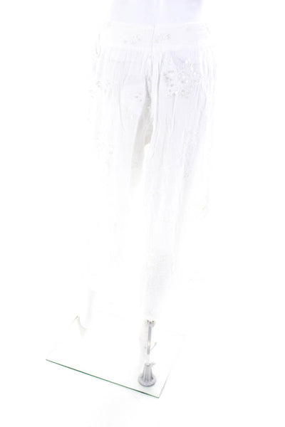 Cool Change Womens High Waist Embroidered Sequin Pants White Size Large