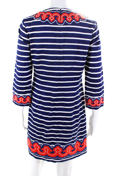 Vineyard Vines Women's V-Neck 3/4 Sleeves A-Line Mini Dress Striped Size 4