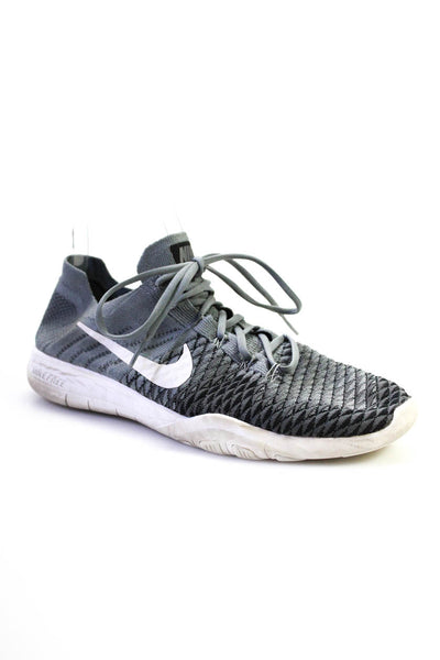 Nike Men's Textured Knit Lace Up Running Sneakers Gray Size 10